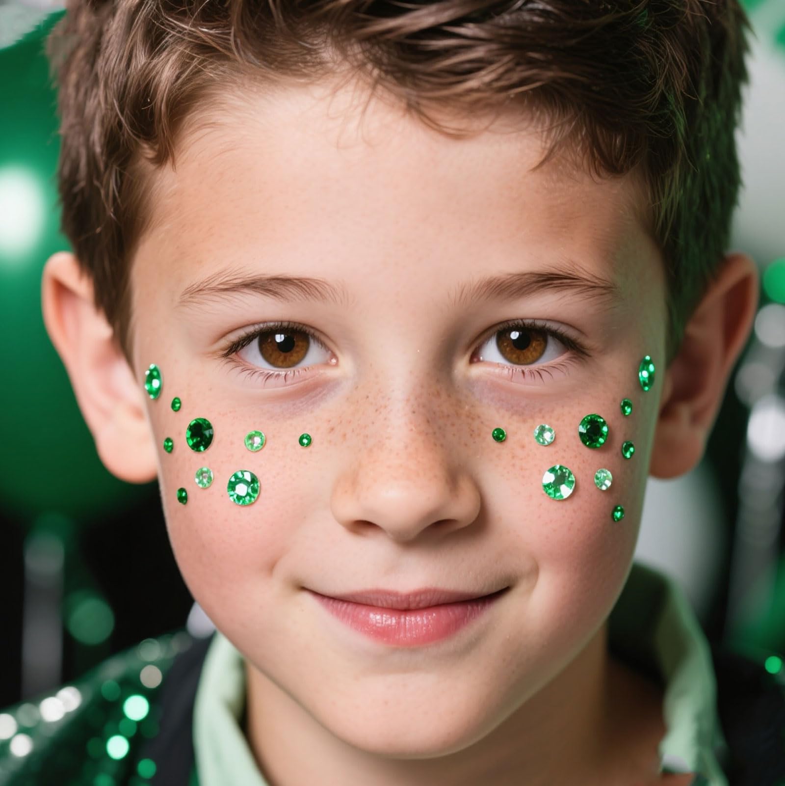 Joyas OIUUBBII para rostro, ideales para maquillaje de San Patricio.