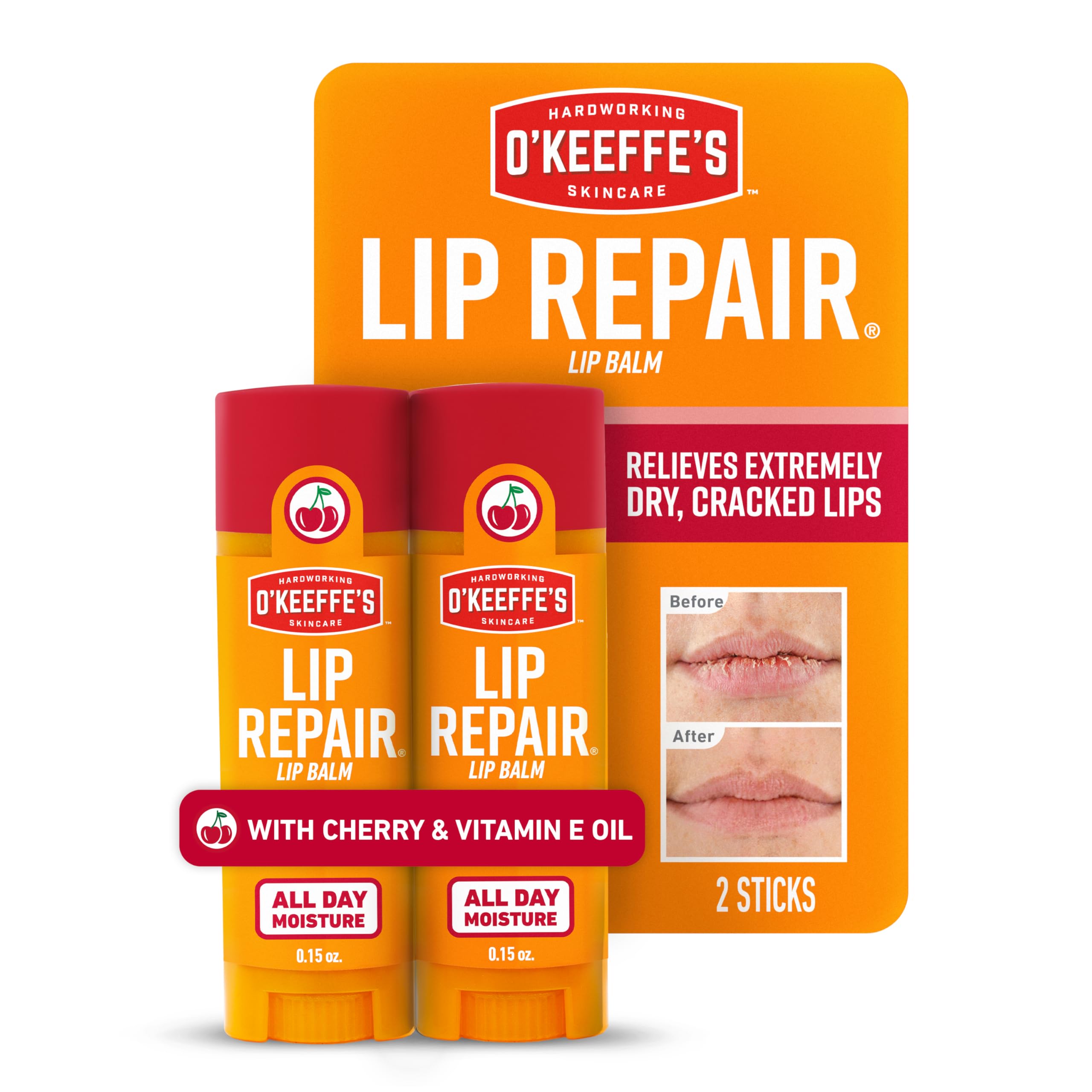 O'Keeffe's bálsamo reparador de labios con cereza, hidratación rápida