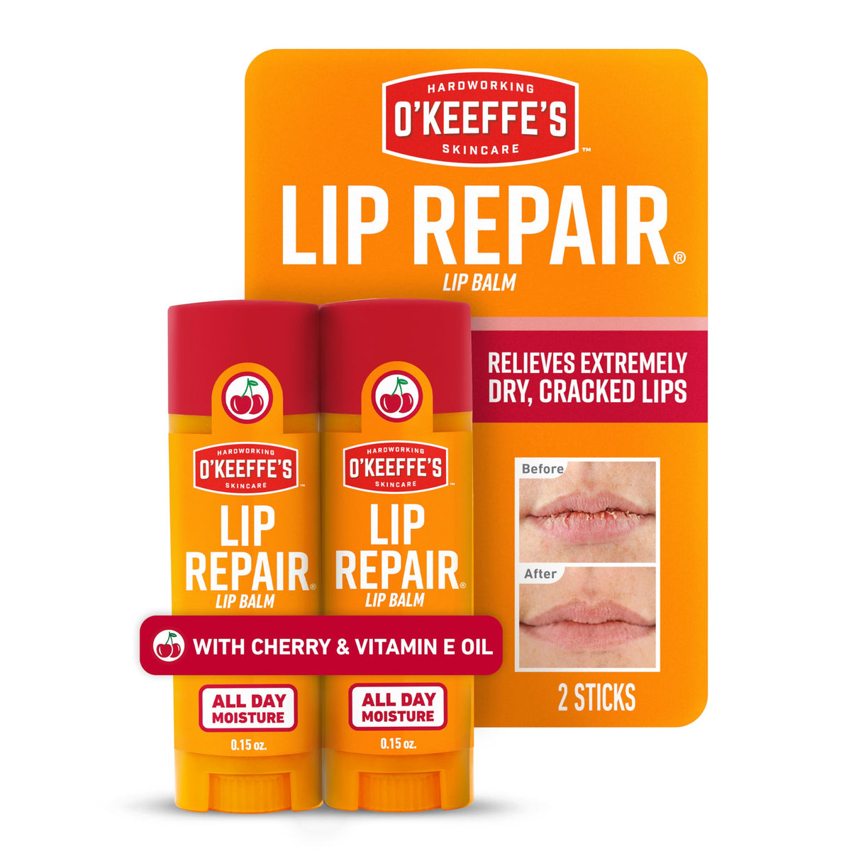 O'Keeffe's bálsamo reparador de labios con cereza, hidratación rápida