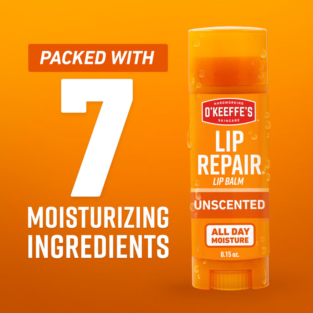 O'Keeffe's Lip Repair contenedor tres unidades en display