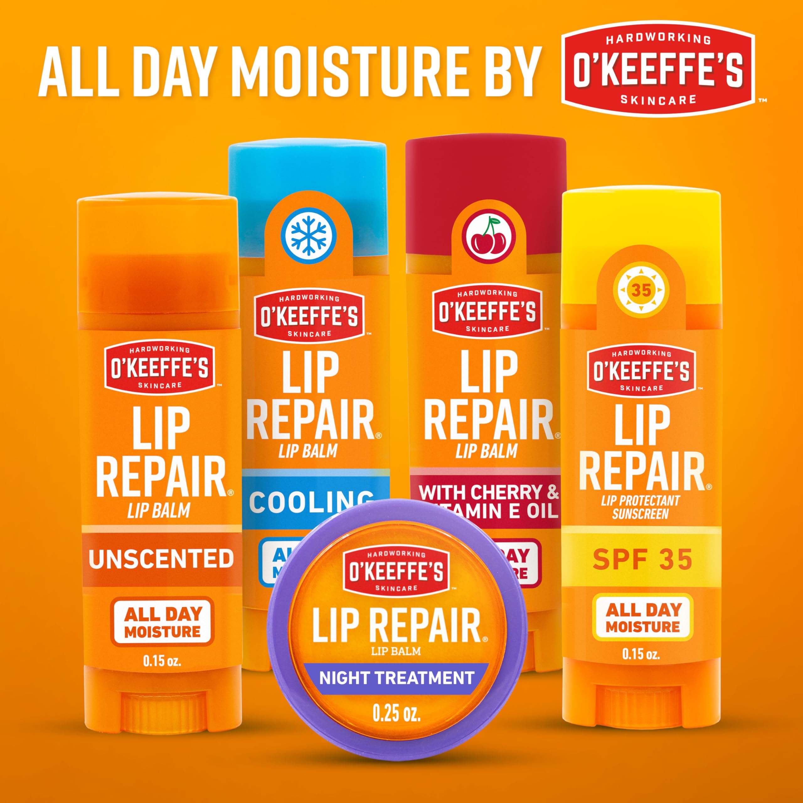 O'Keeffe's Lip Repair Ingredientes Clave, ceramidas y aceites para la humectación.