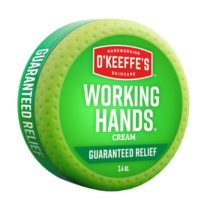 O'Keeffe's Working Hands en tarro muestra crema concentrada para manos extremadamente secas