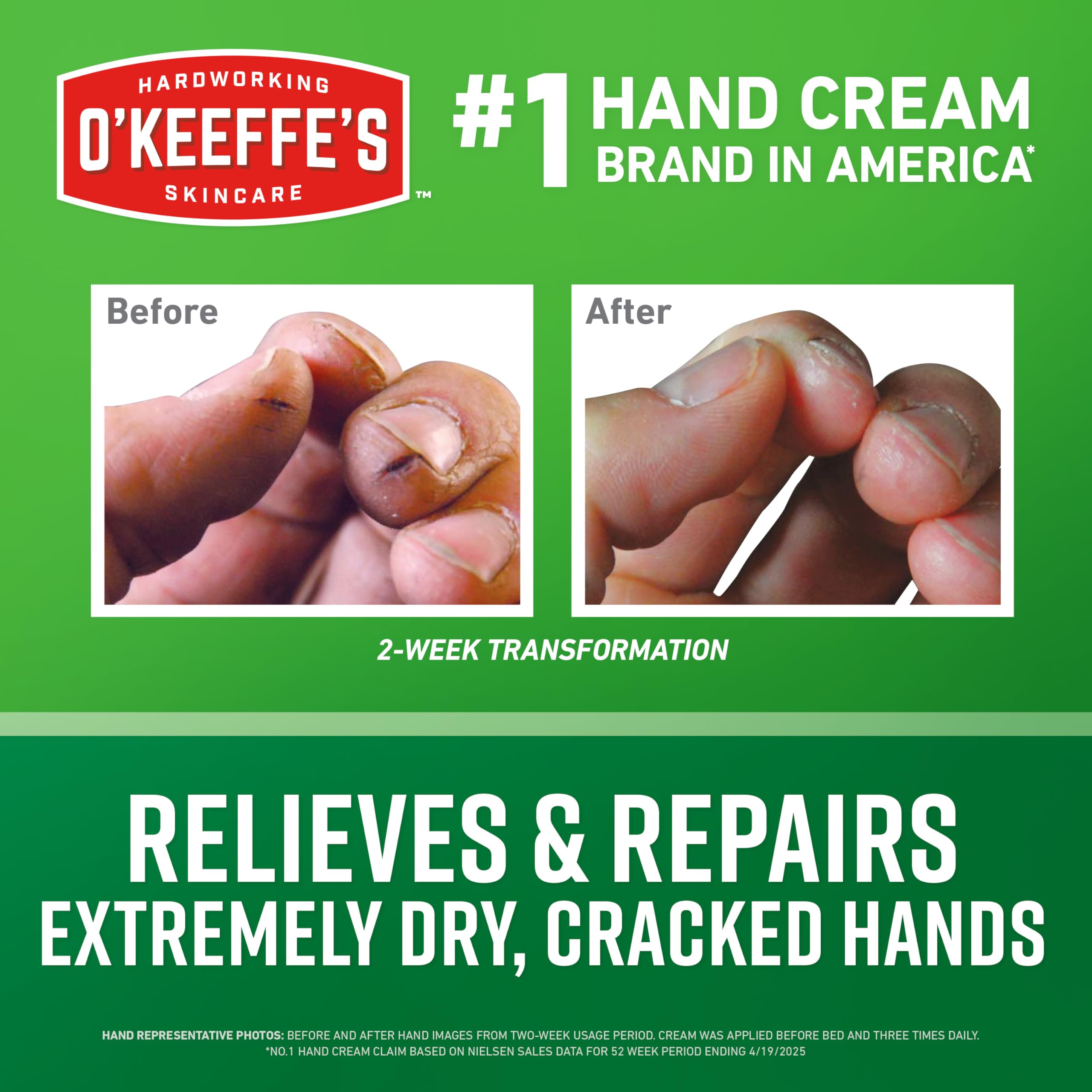 Textura cremosa de O'Keeffe's Working Hands para alivio inmediato de la sequedad