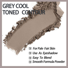 Okerker polvo contorno gris frío para piel clara con acabado natural.