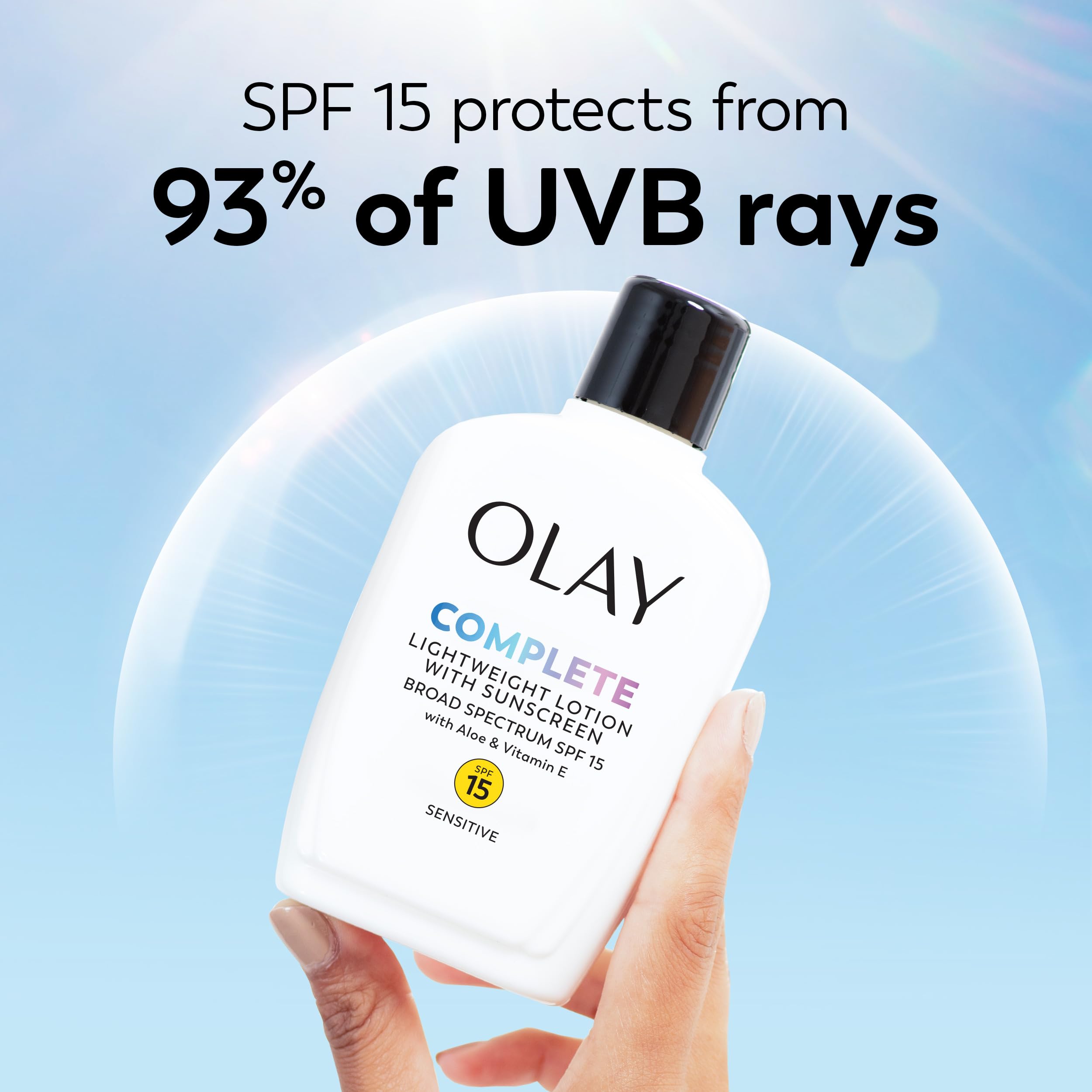 Olay Complete antioxidantes con Vitamina E para piel saludable.