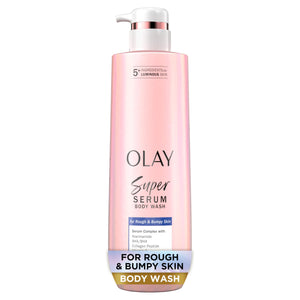 Olay Super Serum Body Wash: botella vertido para limpieza suave y revitalizante.