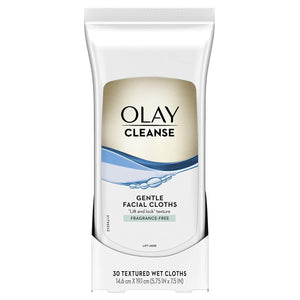 Toallitas faciales suaves de Olay sin fragancia para piel sensible y limpieza diaria.