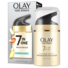 Olay Total Effects sin fragancia en bote crema, hidratación suave para piel sensible.