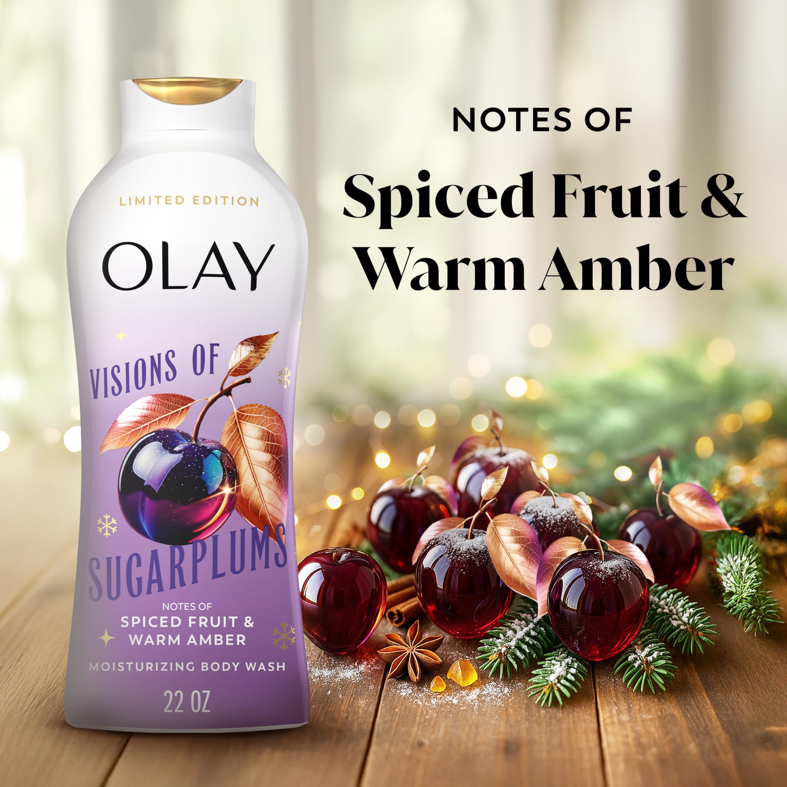 Olay Visiones de Azucarillos: fragancia festiva de fruta especiada.