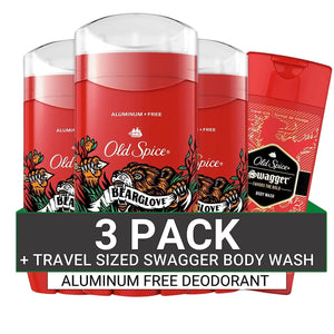 Old Spice Bearglove deodorant stick delivering 24/7 odor protection.