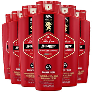 Old Spice Swagger cedro: botella visible para una fragancia duradera durante el día.