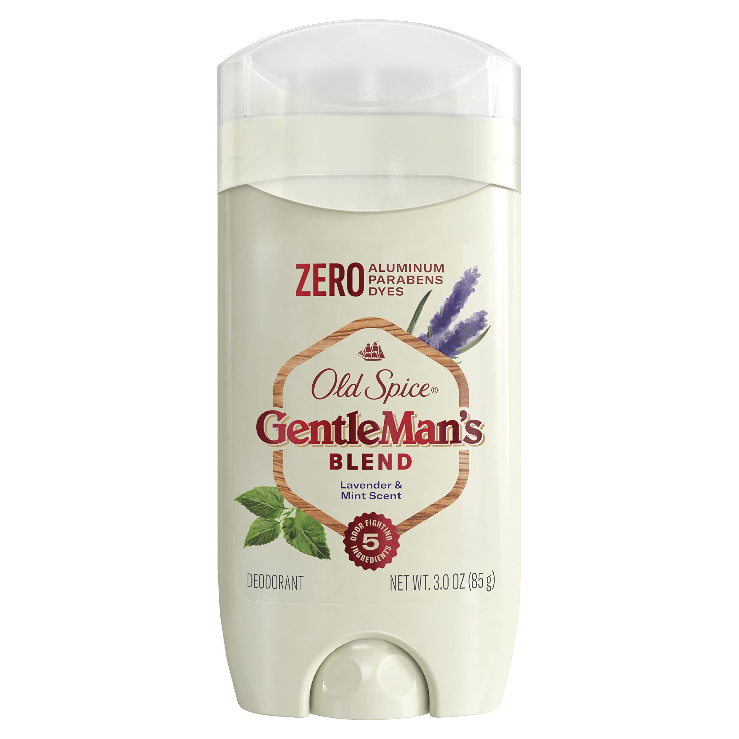 Old Spice desodorante sin aluminio en botella con fragancia lavanda y menta para uso diario