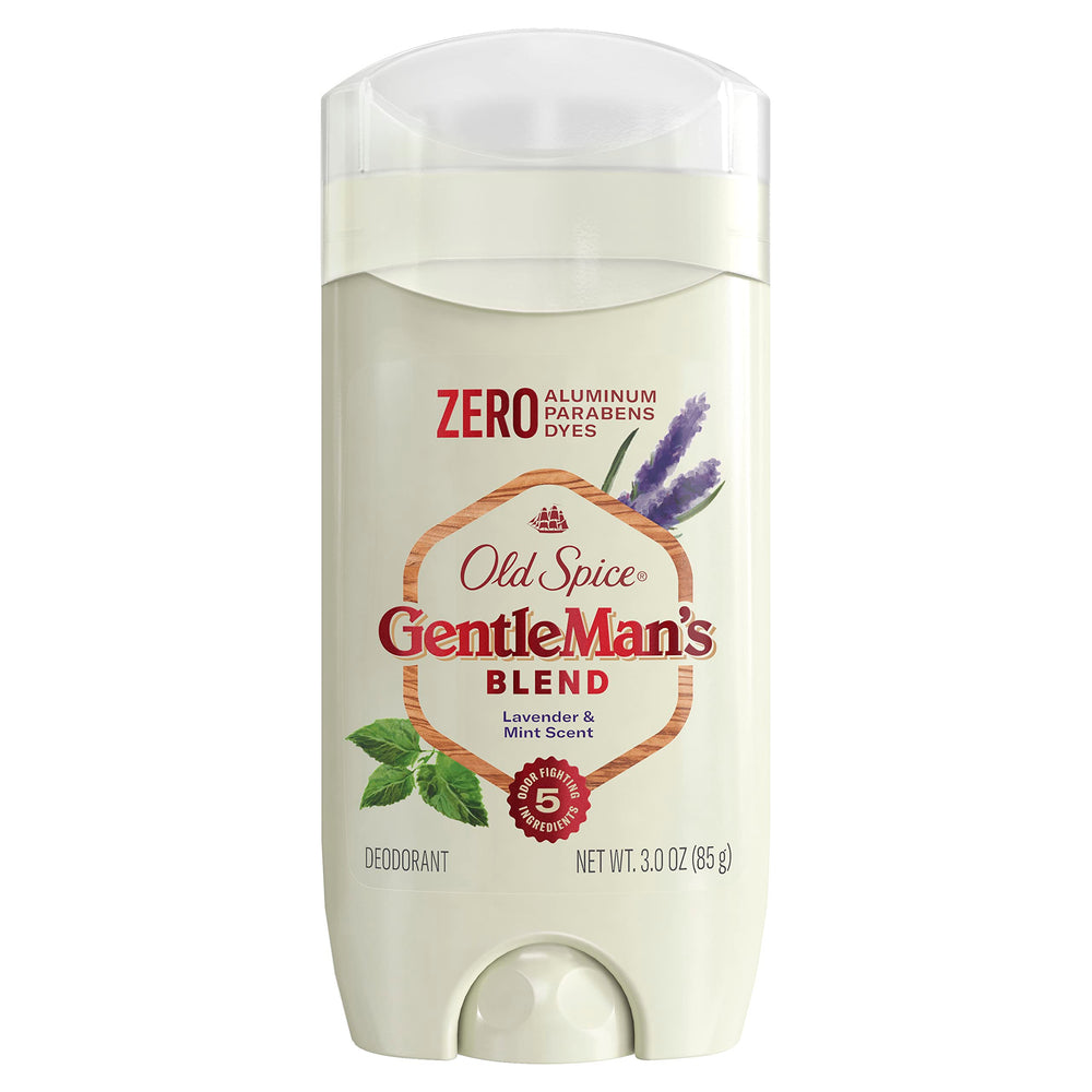 Old Spice desodorante sin aluminio en botella con fragancia lavanda y menta para uso diario