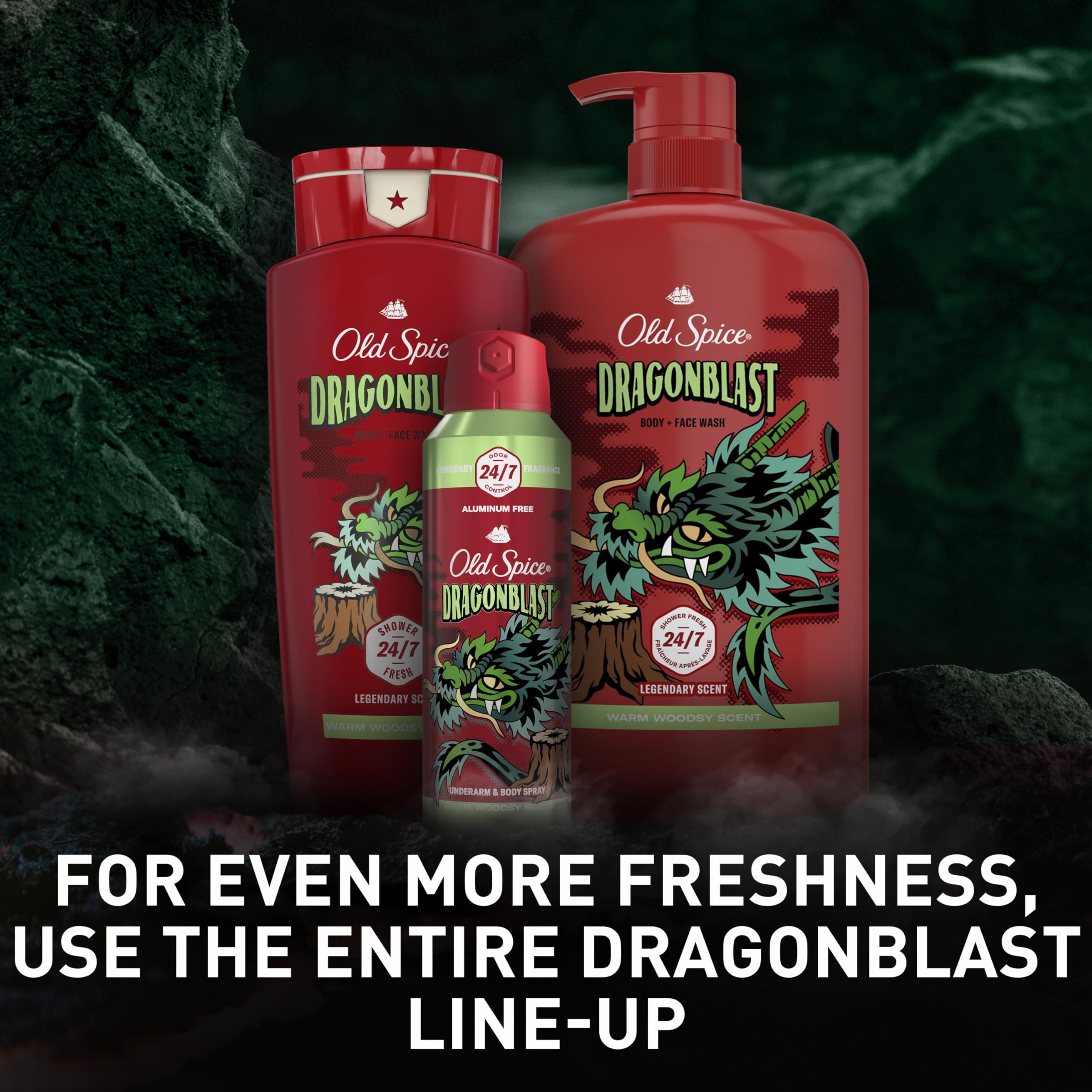 Old Spice Dragonblast ducha fresca 24-7 con aroma constante