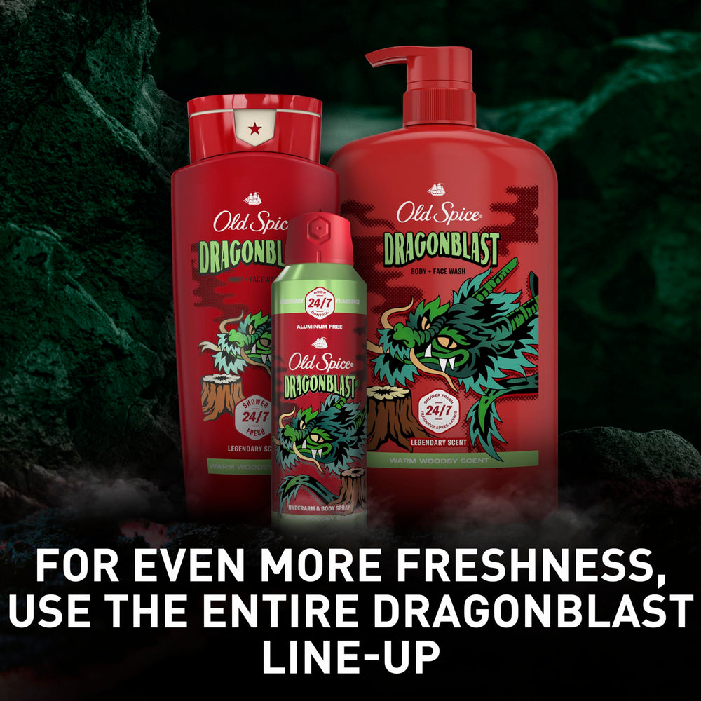 Old Spice Dragonblast ducha fresca 24-7 con aroma constante