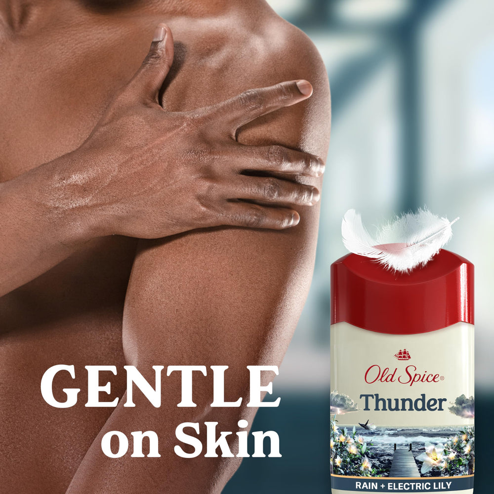 Old Spice empaque colorido con diseño premium y memorable.