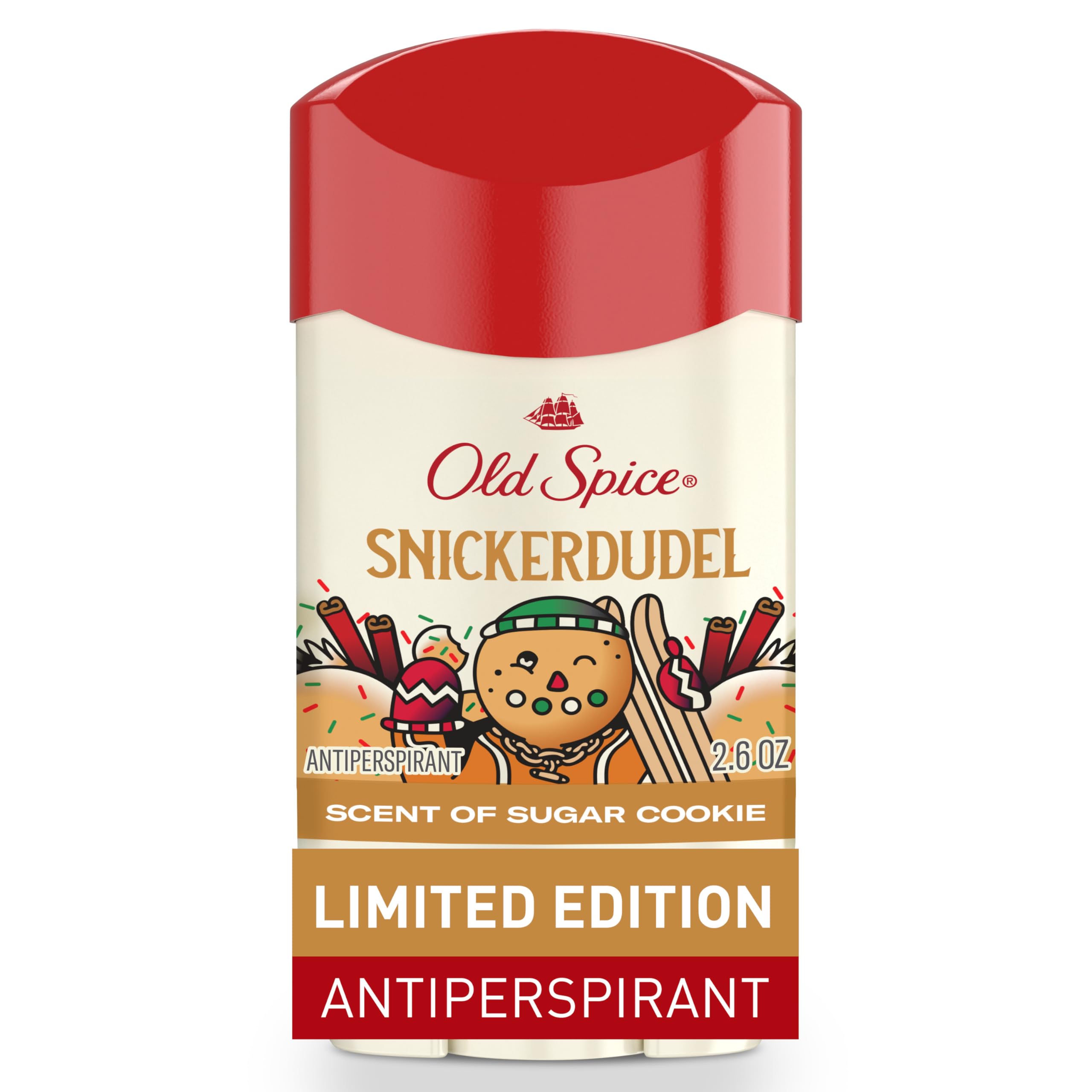 Old Spice Holidude Snickerdudel desodorante, protección duradera para todo el día en fiestas.