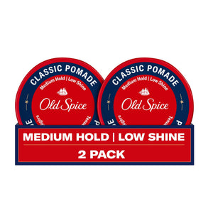 Old Spice Pomada clásica para hombres, botella en primer plano, fijación media suave.