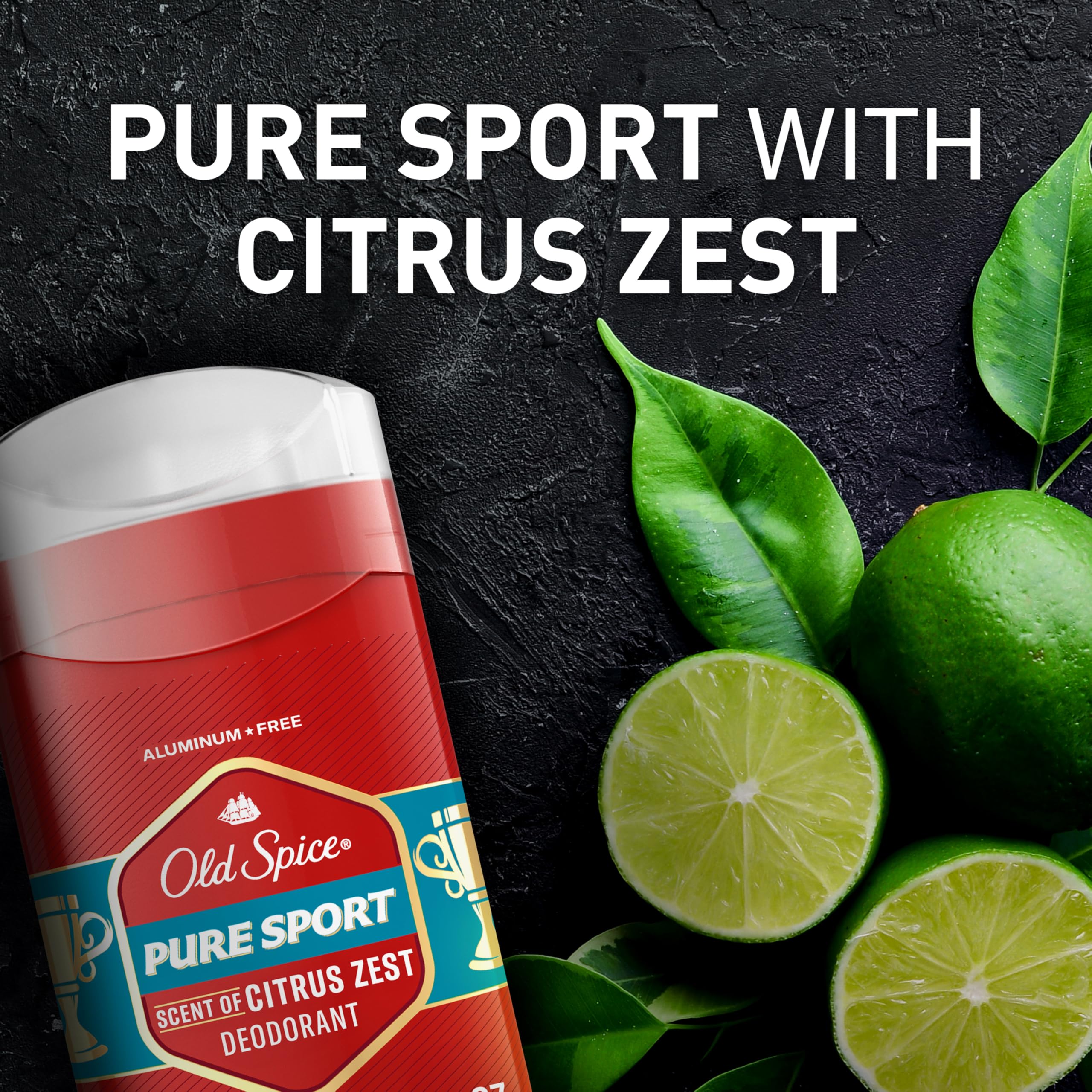 Paquete de tres desodorantes Old Spice Pure Sport para uso continuado.