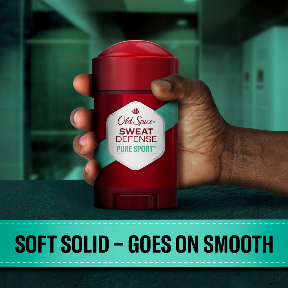 Old Spice Sweat Defense fragancia Pure Sport, aroma duradero para todo el día.