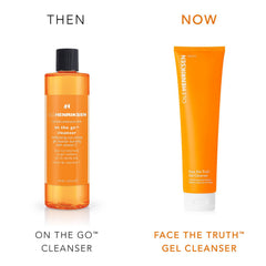 Ole Henriksen Face the Truth Gel Cleanser, etiqueta con extracto de naranja para despertar la piel.