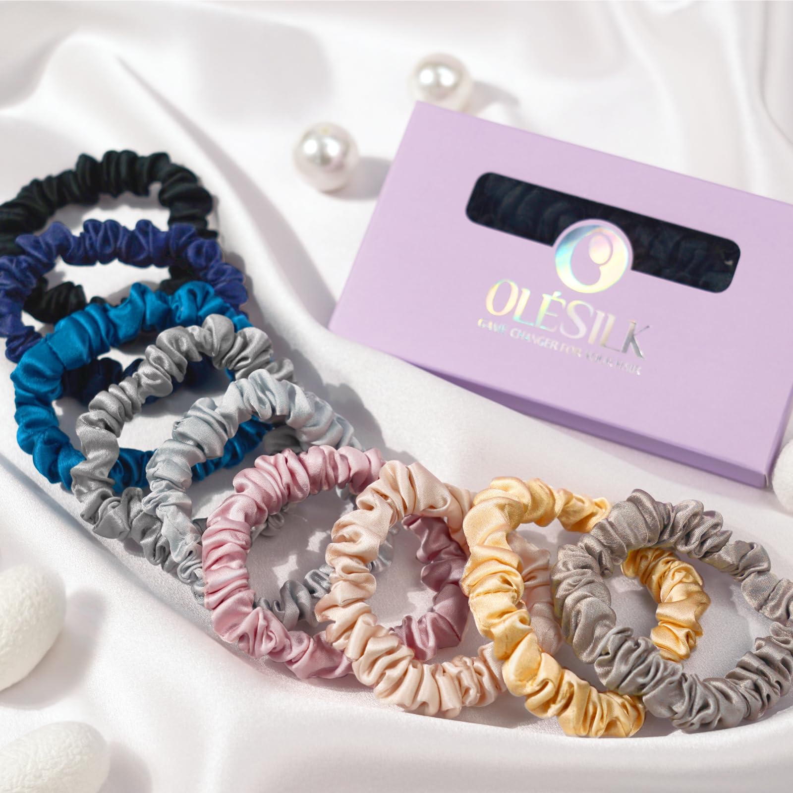 OLESILK scrunchies seda Morera, agarre firme, sin resbalar