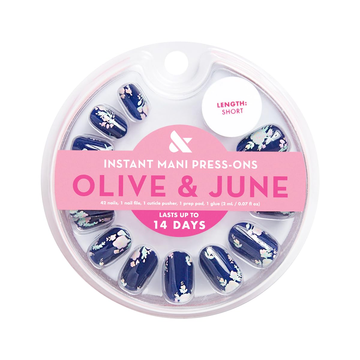 Olive & June Instant Mani con 21 tallas para ajuste personalizado.