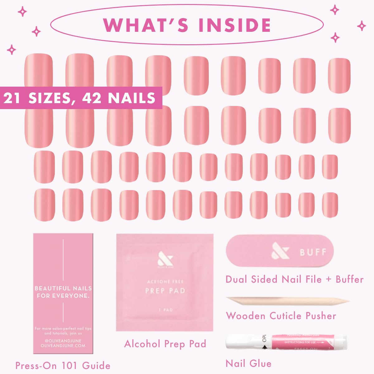 Incluye todo lo necesario: uñas, adhesivo y herramientas
