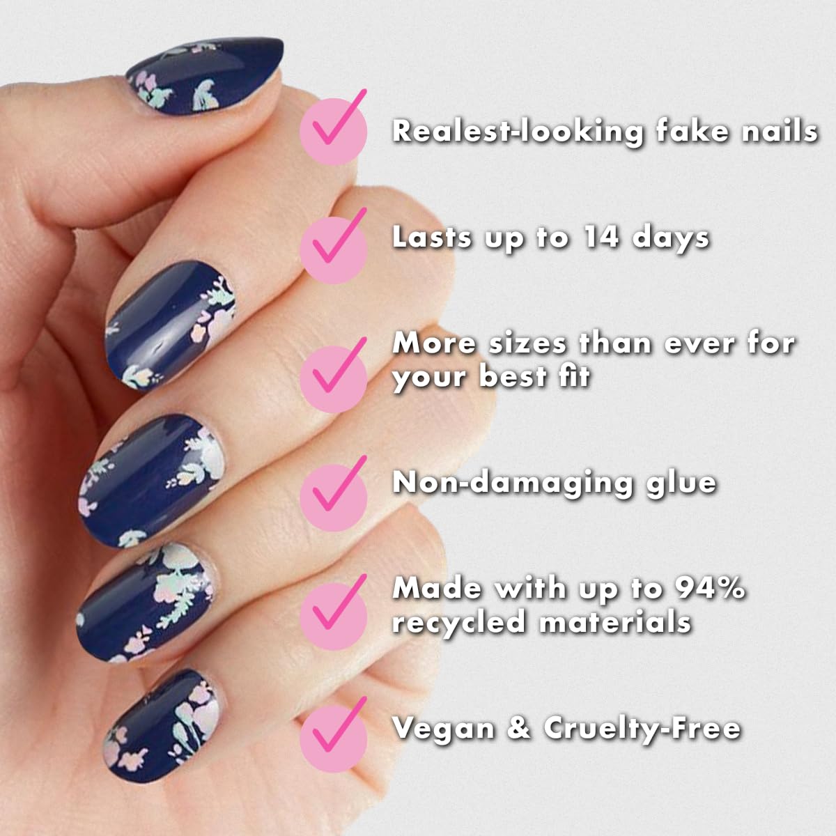 Olive & June Instant Mani con pegamento no tóxico para fijación suave.