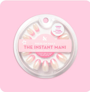 Olive & June Instant Mani uñas rosado Frances cromadas con look realista para uñas cortas.