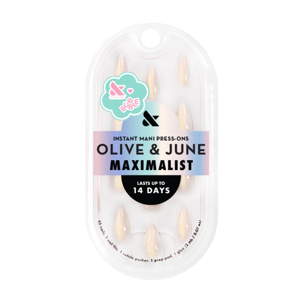 Uñas postizas Olive & June 42 diseños en 21 tallas