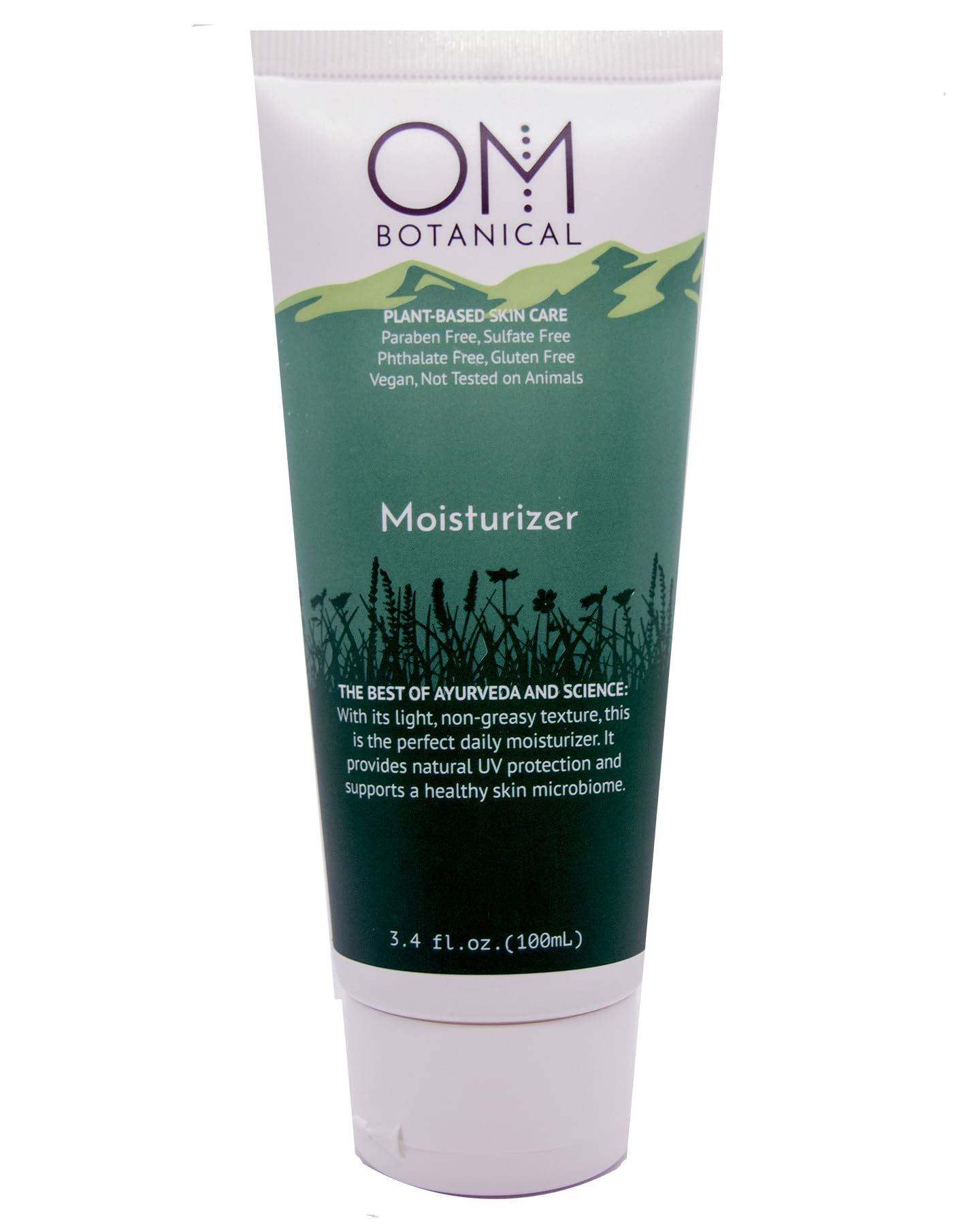OM Botanical hidratante orgánico en tubo, hidratación suave para rostro y cuerpo.