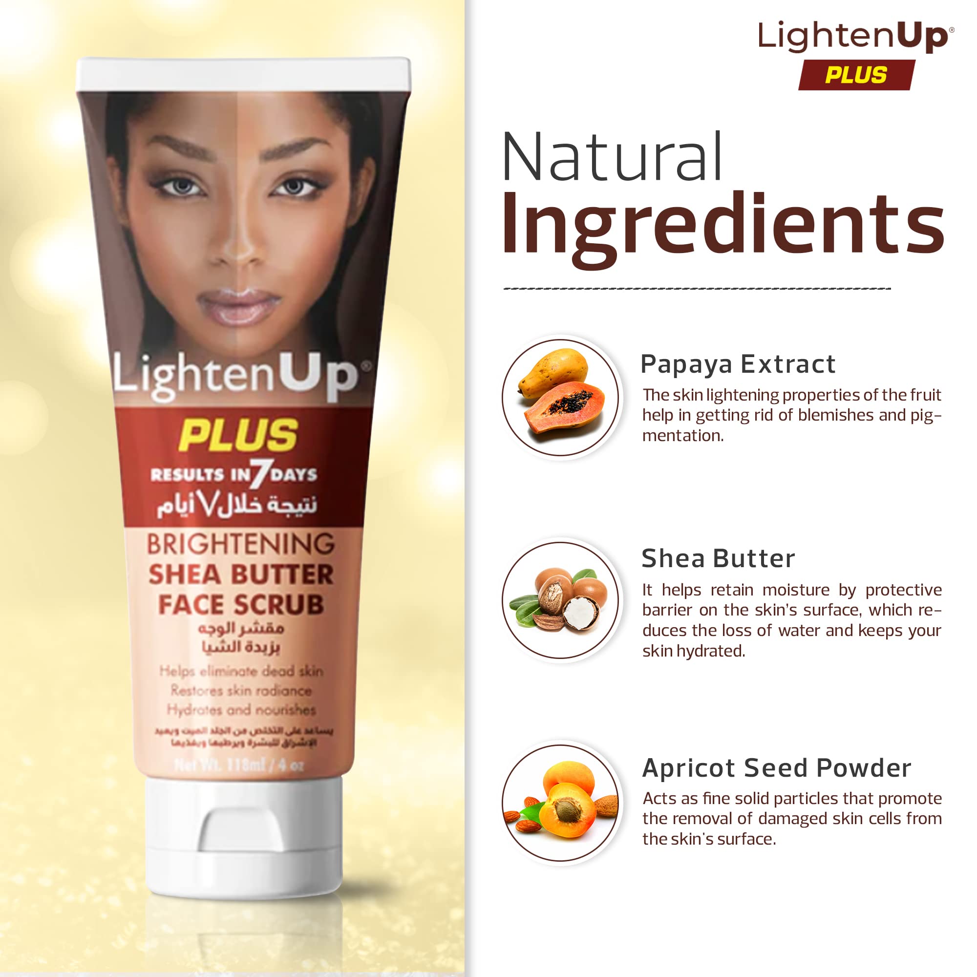 Textura exfoliante de OMIC Lighten-Up para remover células muertas