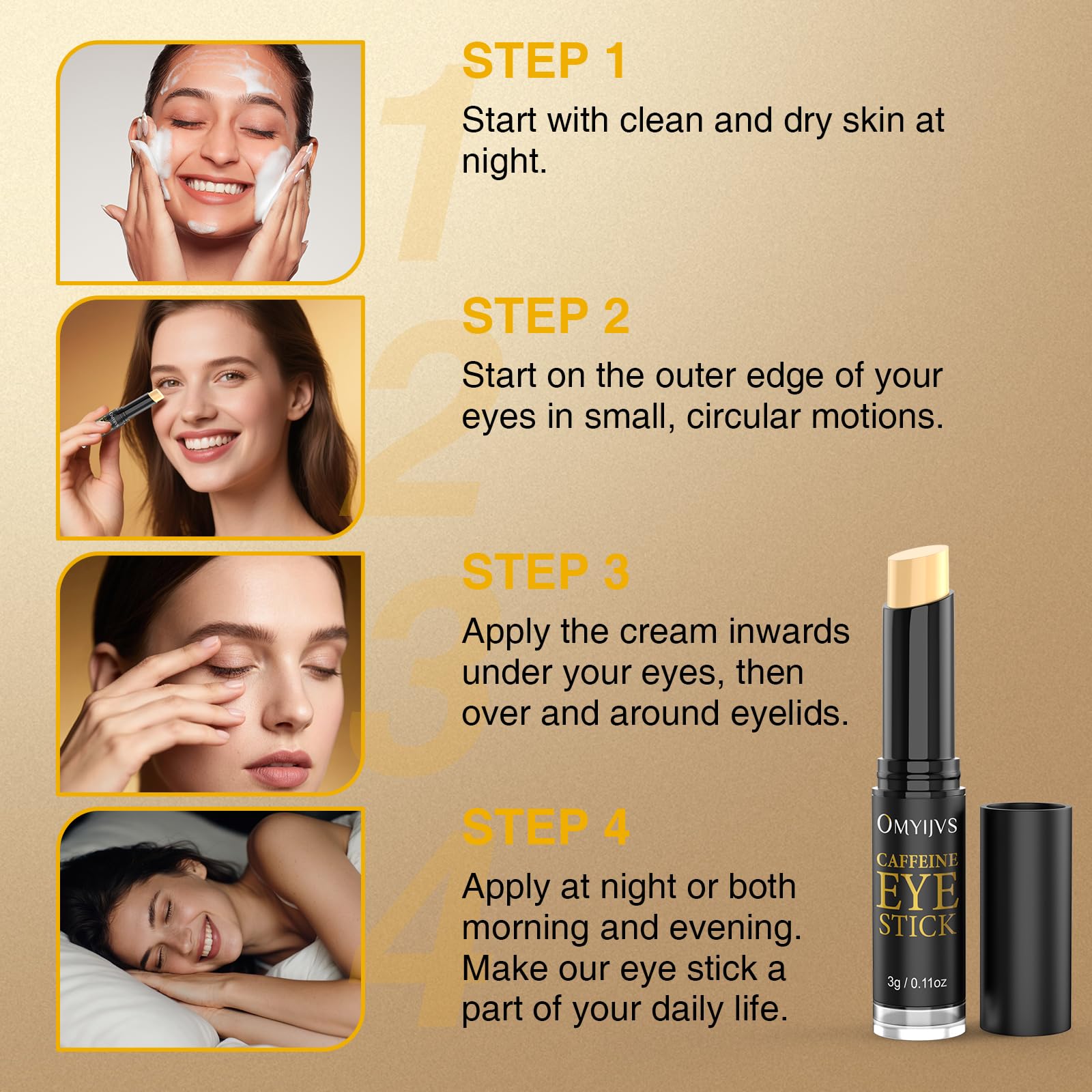 Calma de ojos cansados con OMYIJVS Caffeine Eye Stick