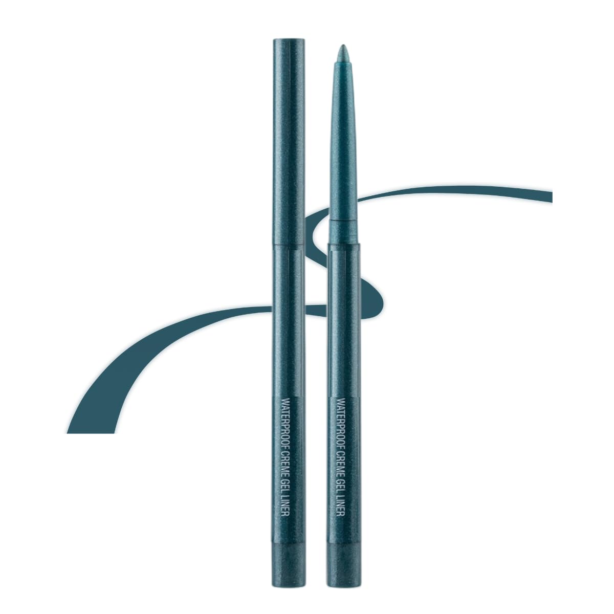 ONarisae delineador retráctil verde oscuro con brillo para delineado intenso y duradero.
