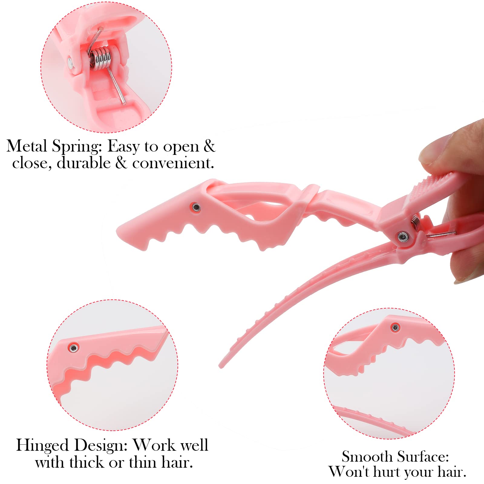 Ondder clip alligator con dientes para seccionado estable durante el peinado.