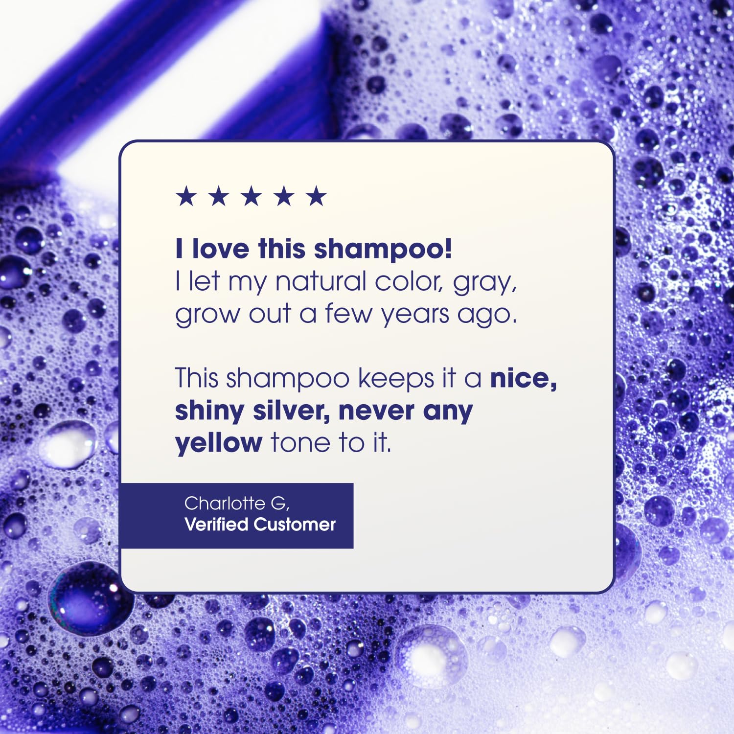 Etiqueta del producto One 'N Only Shiny Silver Purple Shampoo visible y atractiva.