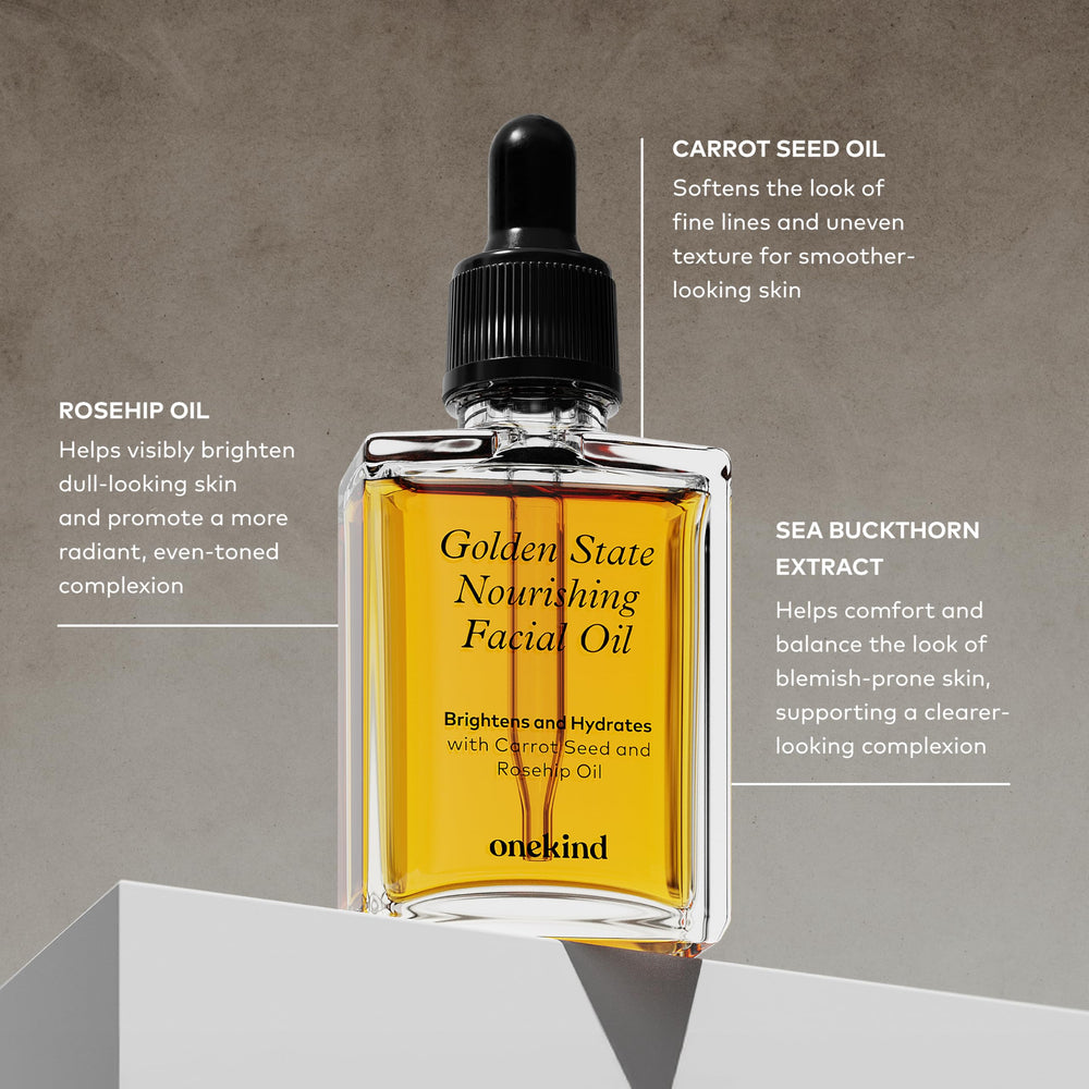 Onekind Golden State: mezcla antioxidantes que iluminan la tez de forma natural.