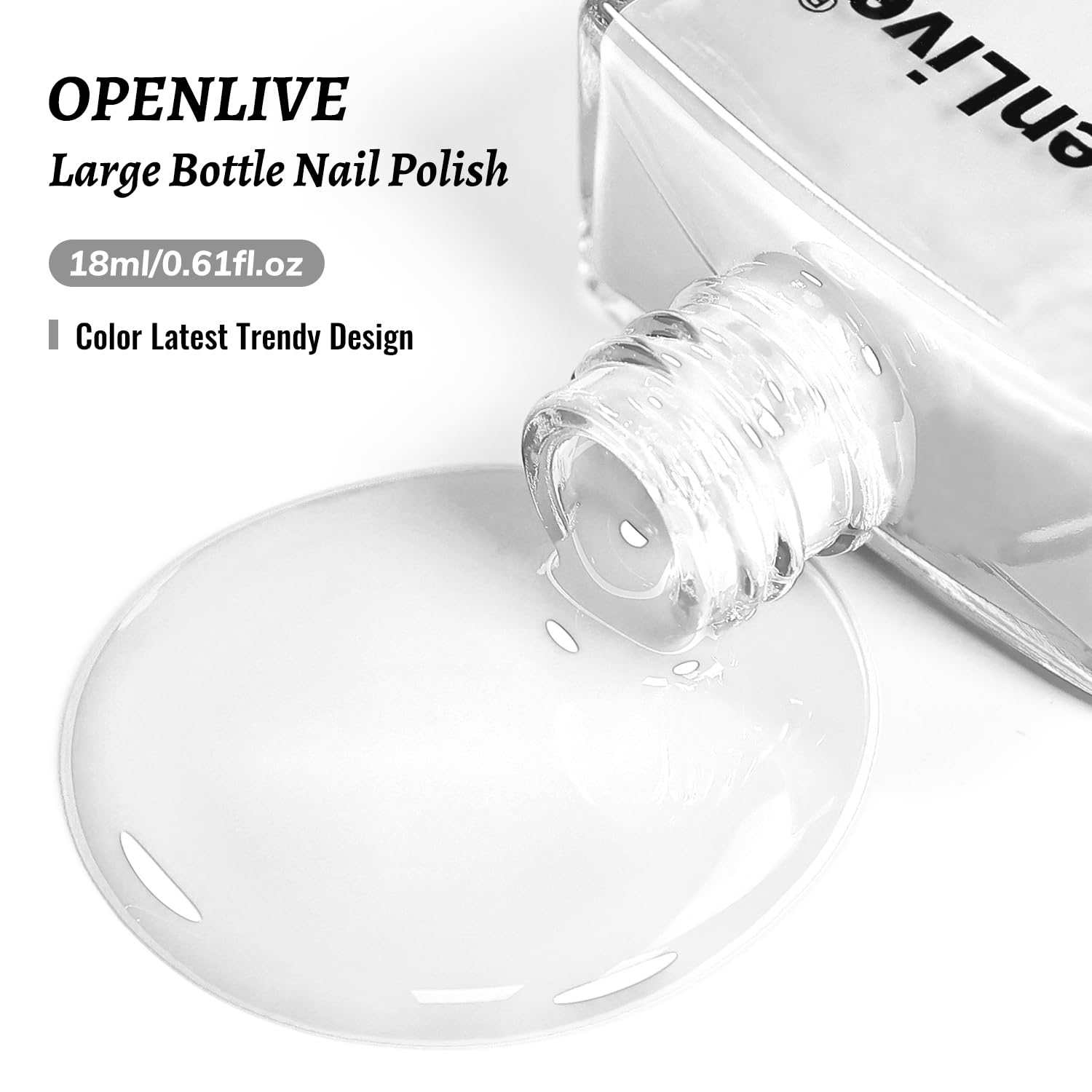 OpenLive Arte minimalista con esmalte blanco para uñas modernas.