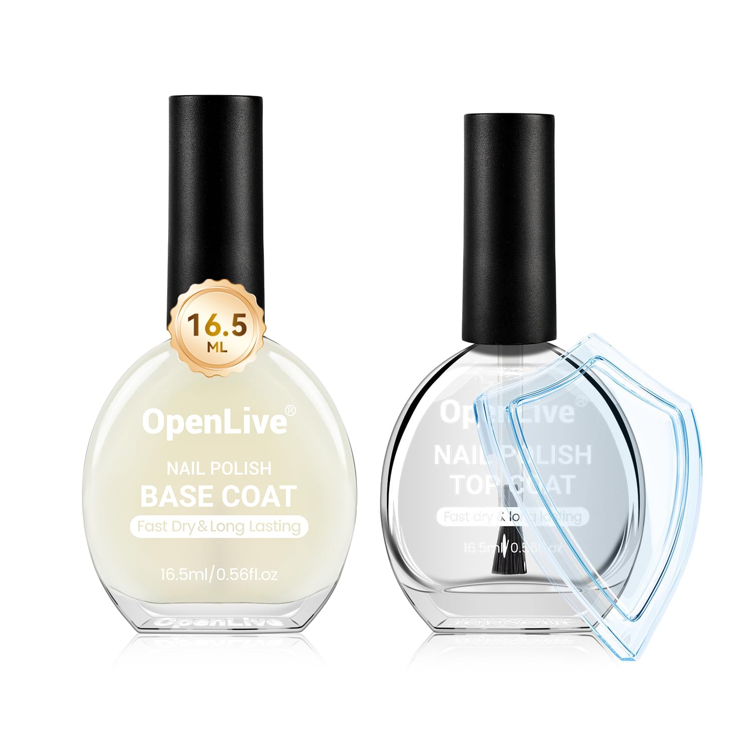 OpenLive base coat botella, protege uñas y mantiene color uniforme.