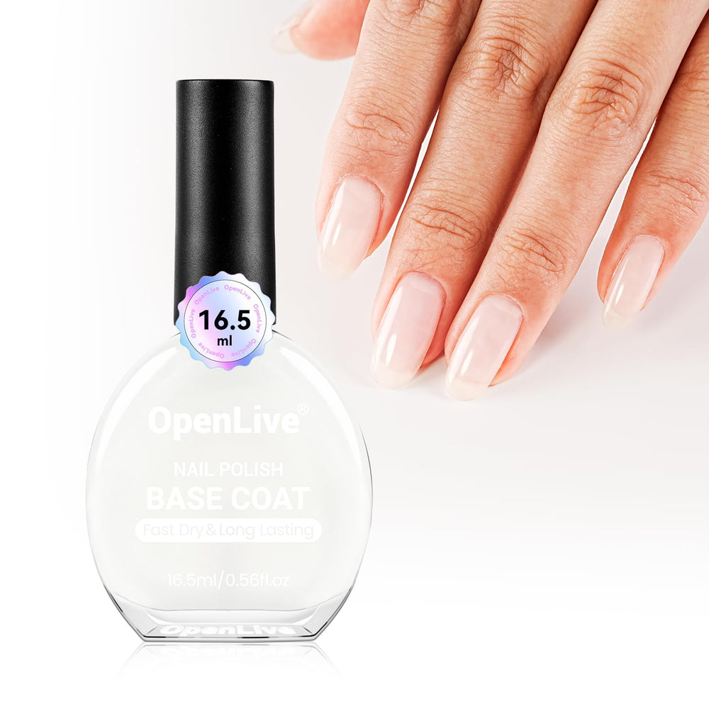 OpenLive Base de Esmalte Blanco Lechoso fortalece uñas y aporta acabado natural.