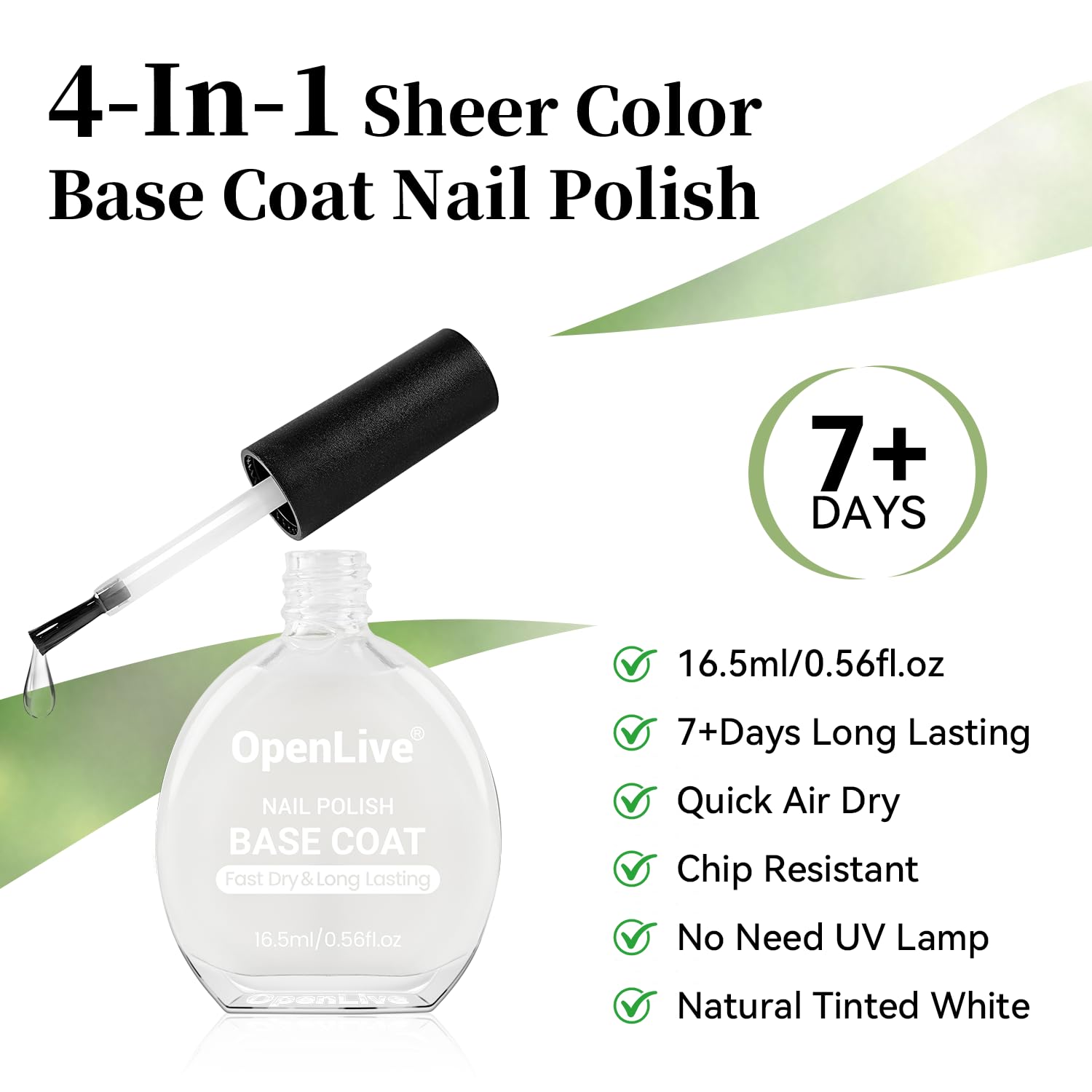 OpenLive Base de Esmalte Blanco Lechoso ideal para preparar uñas.