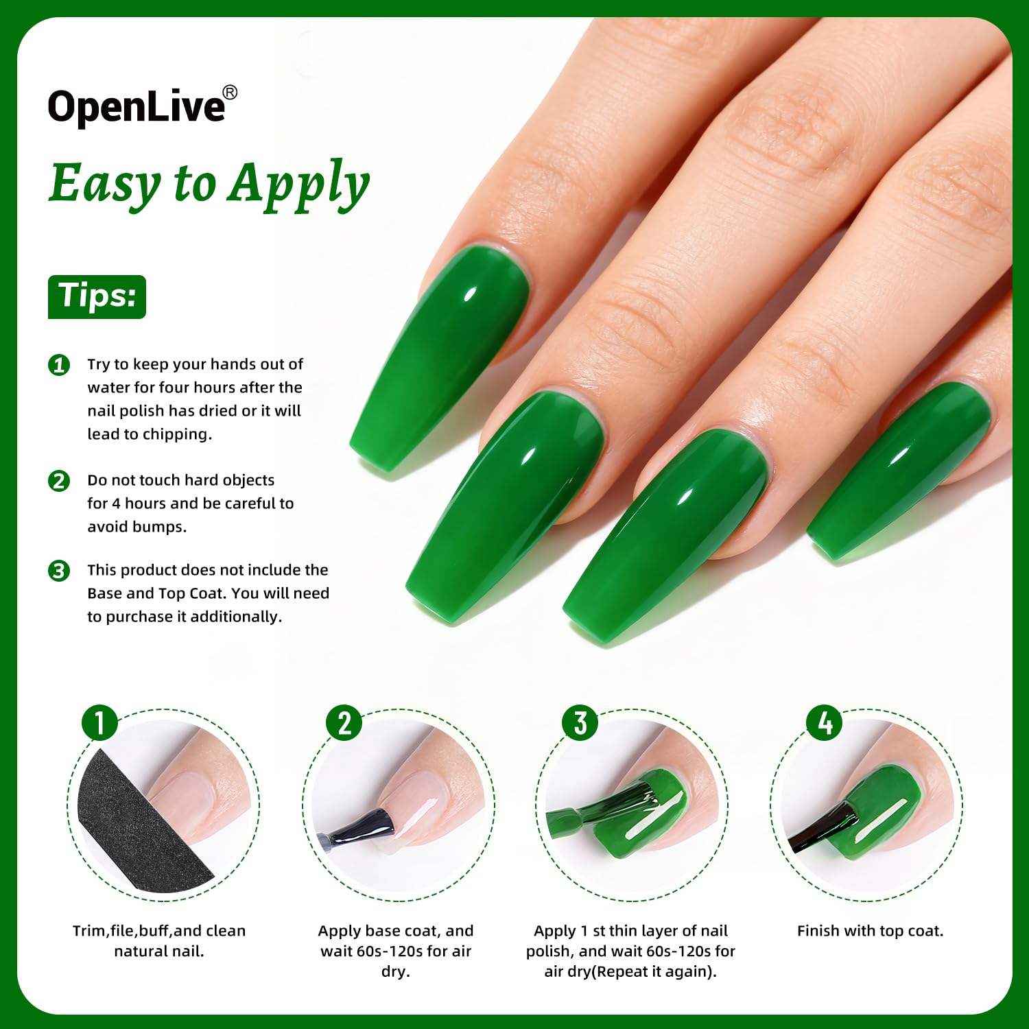 OpenLive frasco grande facilita repeticiones para manicura en casa o de regalo.