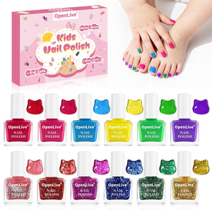 OpenLive esmalte infantil con 12 colores arcoíris para fiestas y juego seguro.