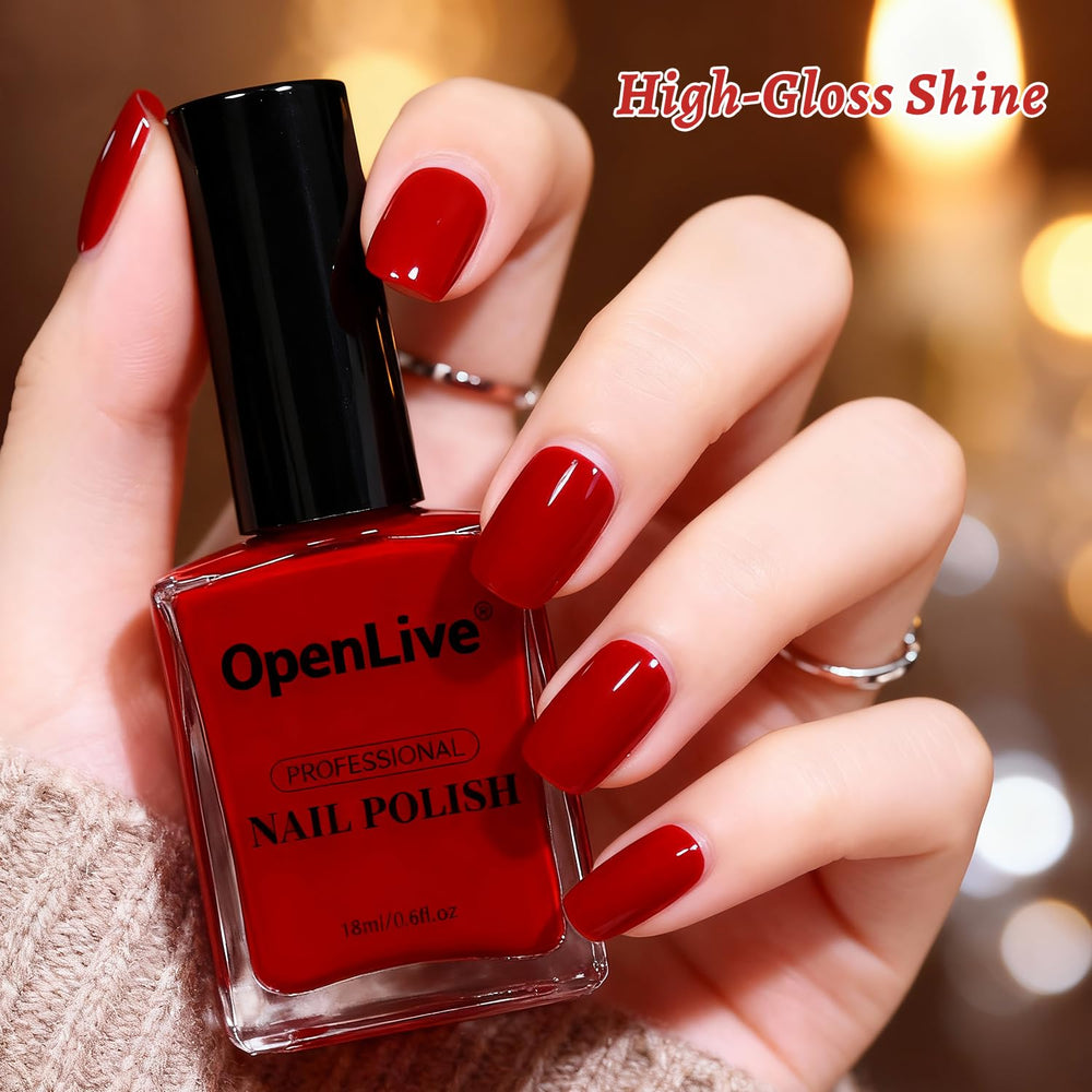 Esmalte OpenLive rojo de gran volumen, ideal para arte en uñas.
