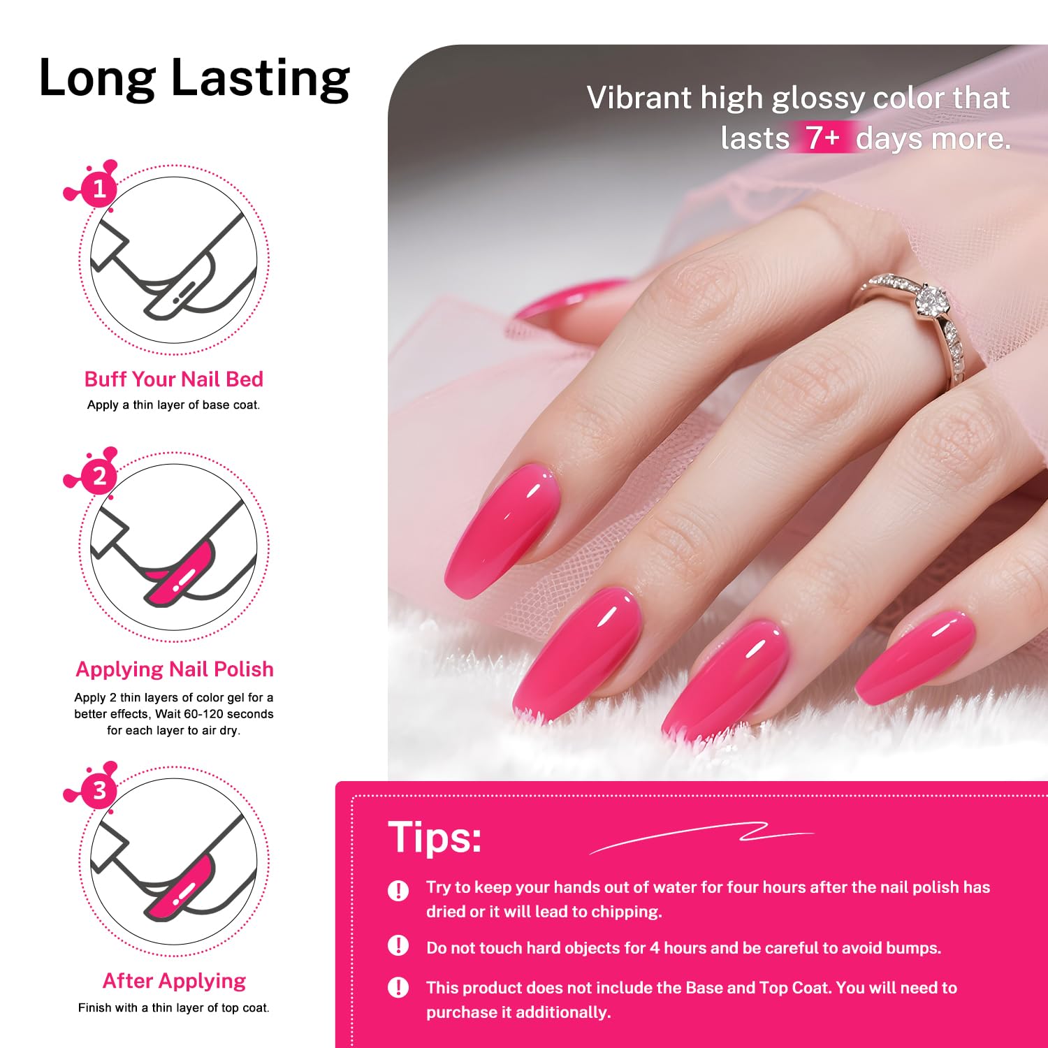 OpenLive Esmalte rosa rosado, perfecto para arte de uñas DIY en casa.