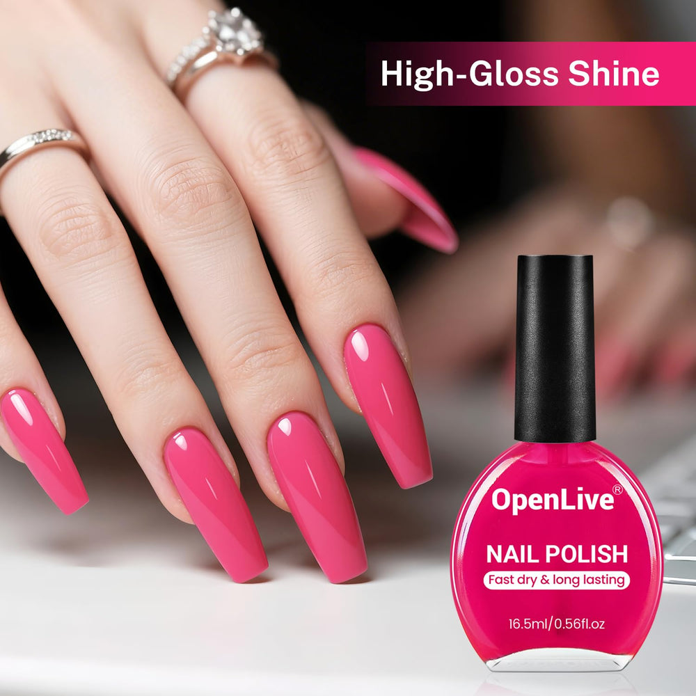 OpenLive Esmalte rosa rosado, brillo alto y duradero en uñas.