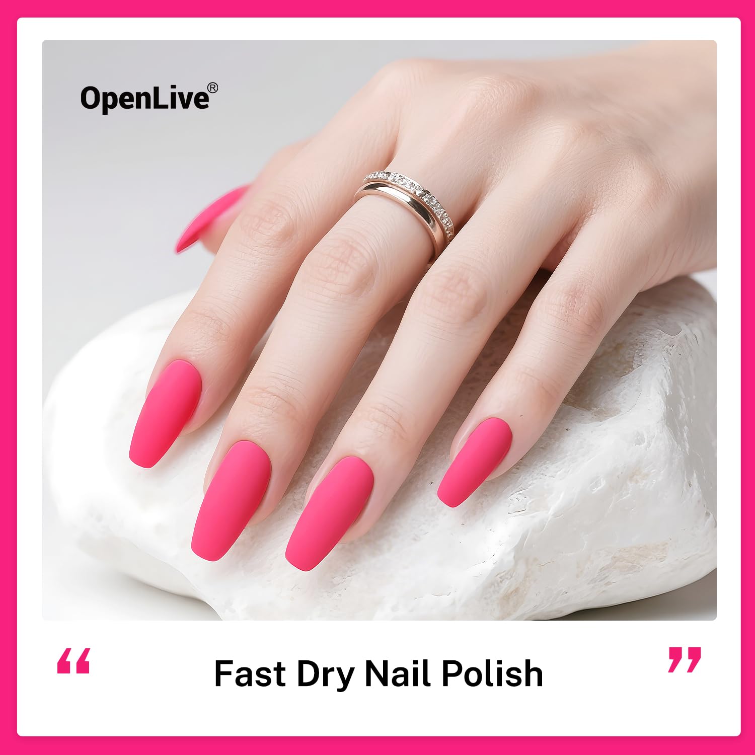 OpenLive Esmalte rosa rosado, secado rápido al aire en 60 segundos.