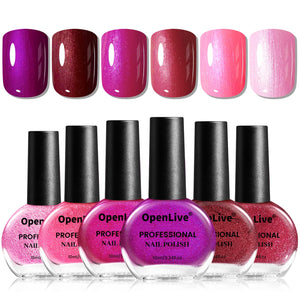 OpenLive esmalte set de 6 colores con brillo rojo, ideal para uñas llamativas