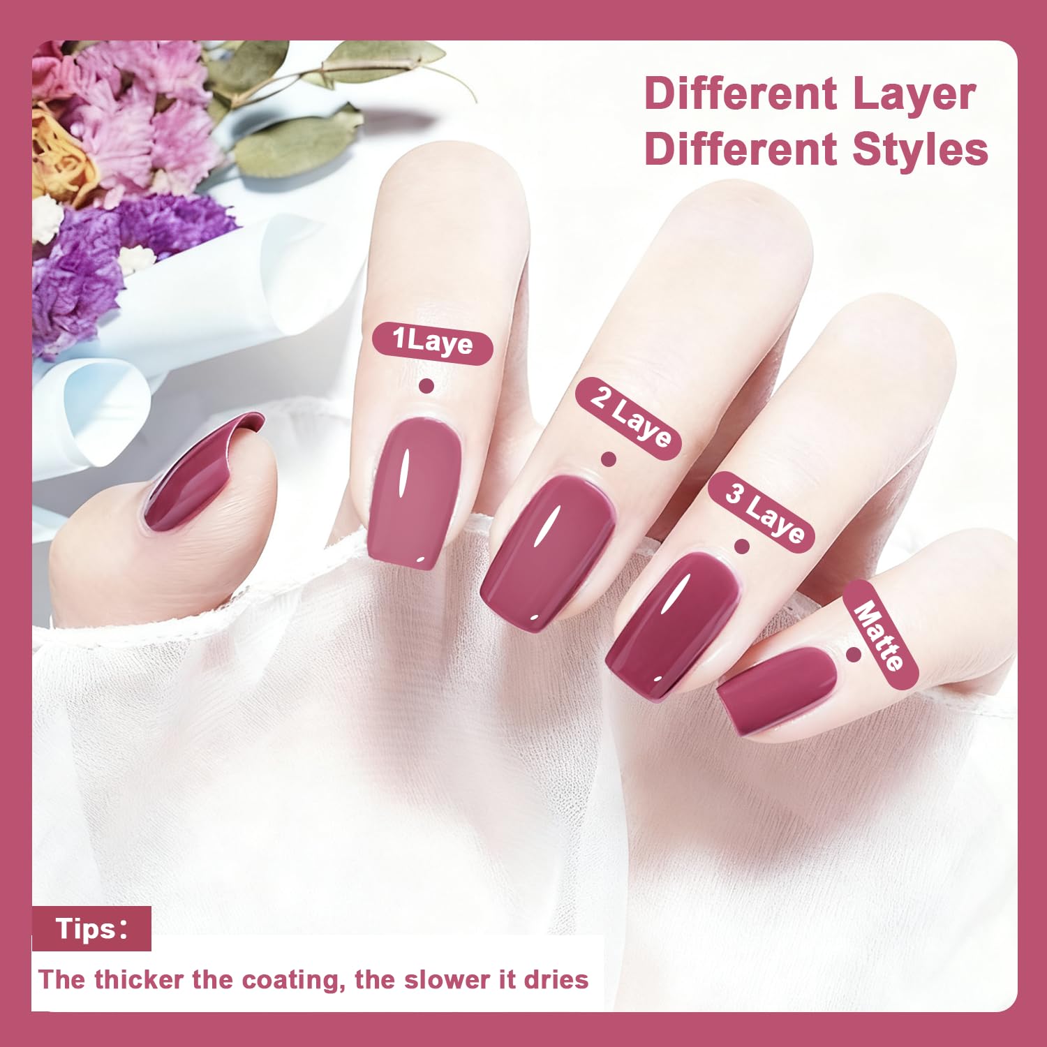 OpenLive rosa oscuro, brillo intenso en uñas perfectamente pulidas